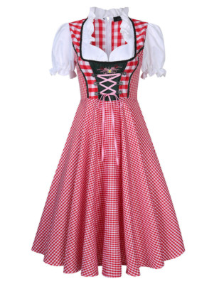 Ladies Tan Dirndl Dress  Oktoberfest Beer Maid Costume German Festival  Outfit