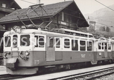 Postcard/Photo BDe 4/4 3005 (manufactured 1946) in the station. Gstaad 1971 (7386)