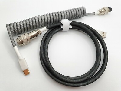 Custom Coiled Aviator Type-C Cable for Ducky Mechanical Keyboard (GREY CARBON)