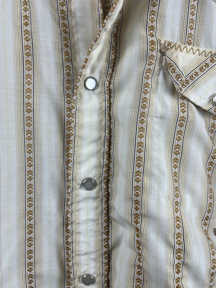 Billabong Western Shirt Mens XL Slim Fit Short Sleeve Pearl Snap Tan - Image 4 of 4