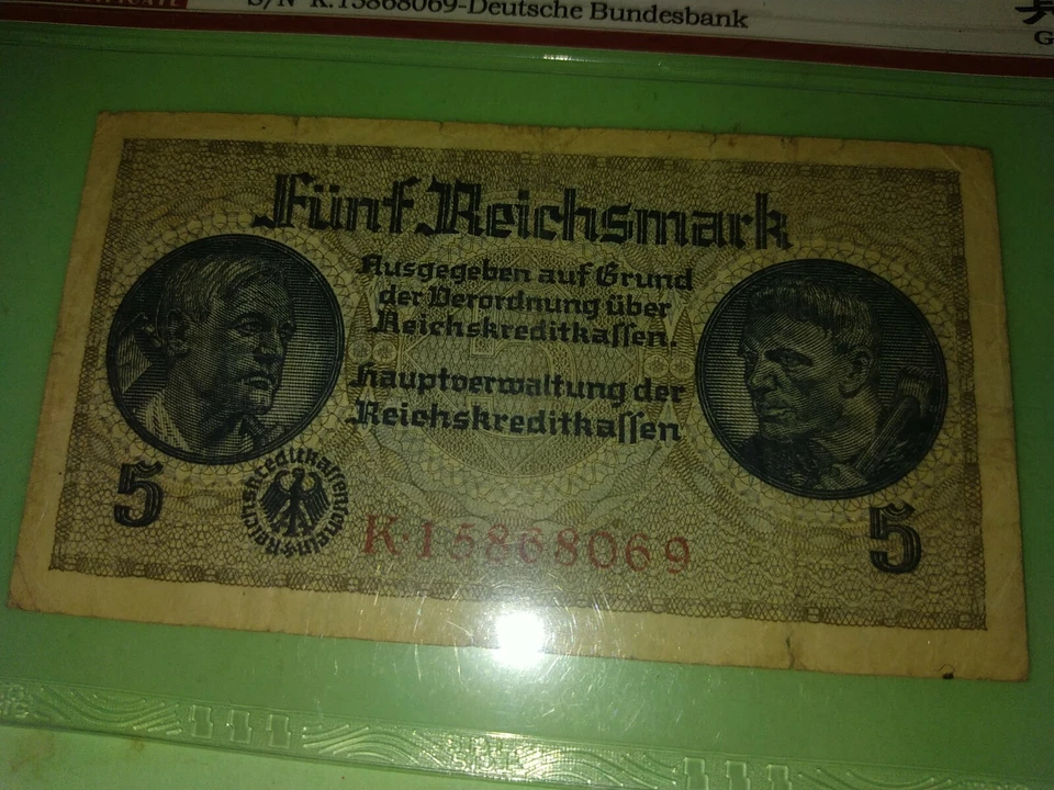 1940 Germany 5 Reichsmark Banknote (天印评级TCIS-真品GENUINE) - Image 3 of 4