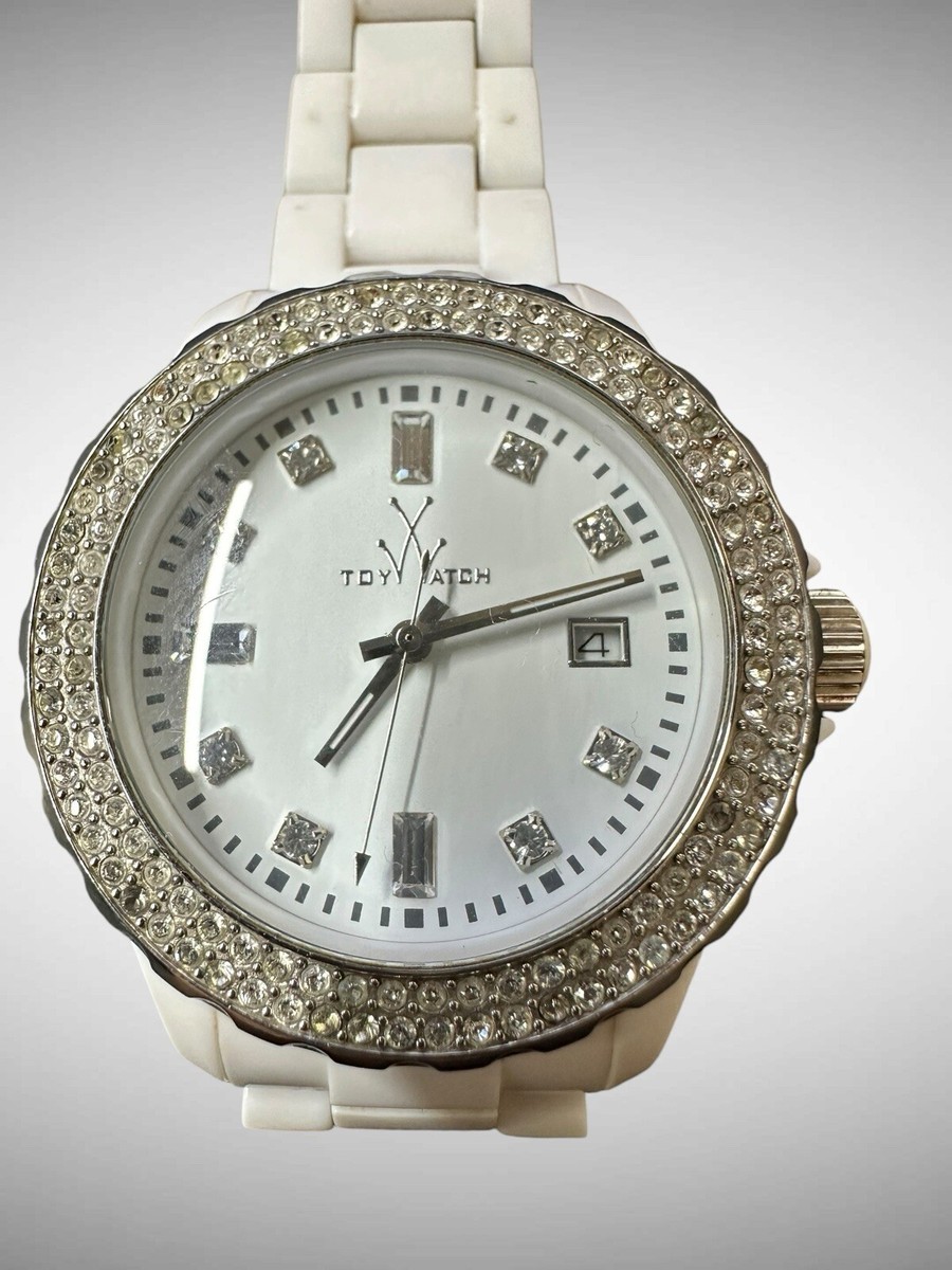 $295 ToyWatch Ladies Plasteramic White Dial White 41mm Crystal