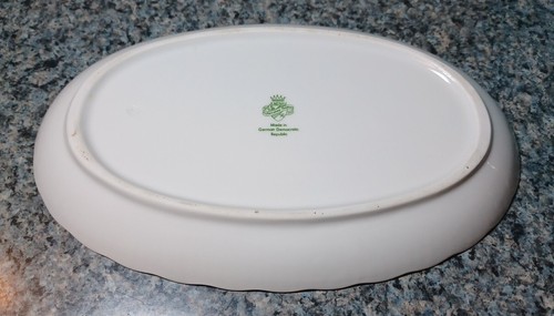 JLMenau German Democratic Republic Floral Gold Rim Platter 9 1/4" L x 5 3/4" W - Picture 6 of 8