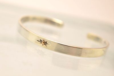  925 Sterling Silver Cuff Bangle Bracelet with Sun  21 grams