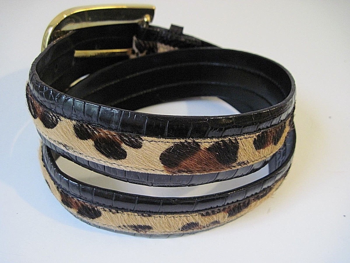 SANDY DUFTLER Animal Fur Patent Leather Belt Gold Tone  display picture 3