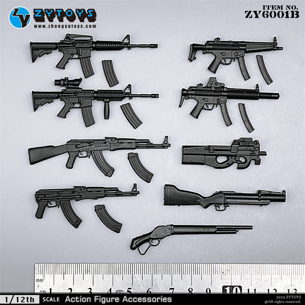 ZYTOYS ZY6001B 9Pcs 1/12 Gun Rifle Weapon Model Fit 6''Figure Body