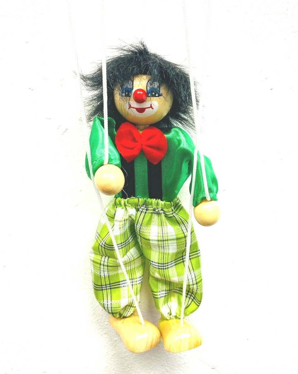 Daxoon – Marionnette à Tirer Clown Coloré En Bois, Jouet à Suspente Pour Bébés (environ 25 Cm)