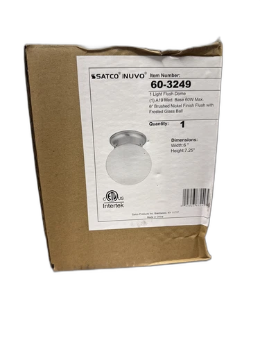 SATCO Nuvo 6 in. 1-Light Brushed Nickel Utility Flush Mount with Frosted White - Picture 4 of 4