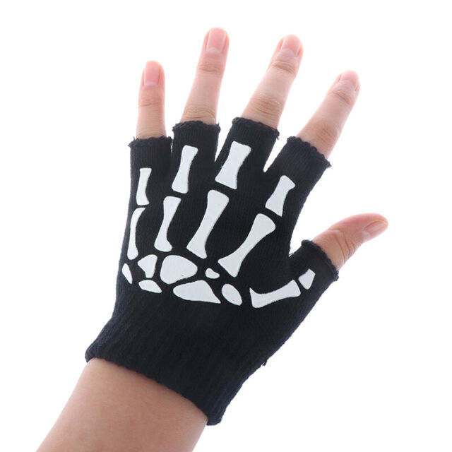 Boys Cool Fluorescent Skeleton Gloves Children Mittens Skull Gloves QP
