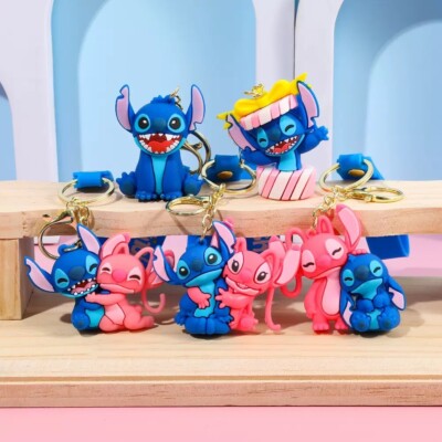 lot 20pcs cartoon Anime mix Stitch PVC Keychain Key Chain Girls