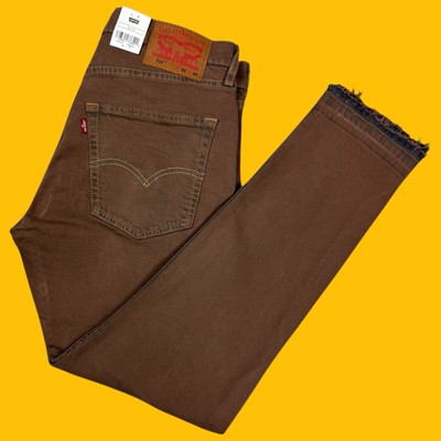 Levi's 512 Jeans Mens Size 32x30 Slim Taper Stretch Cuffed Raw Hem Brown  Denim | eBay
