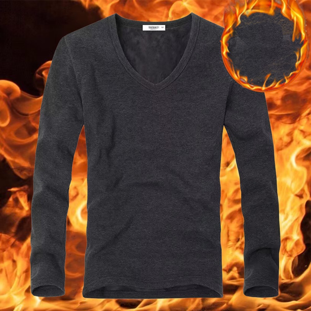 Warm and Cozy Mens Thermal V Neck Slim Fit Long Sleeve Undershirt Tops