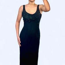 Goth Black Beaded Prom Dress 6 Rimini Maxi Homecoming Evening Formal Gown