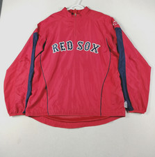 Boston Red Sox Jacket Mens Large Red MLB Baseball Pullover Cool Base Majestic
