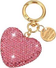 Rhinestone Heart Keychain For Women Bling Cute Sparkling Key Ring For Car Purse