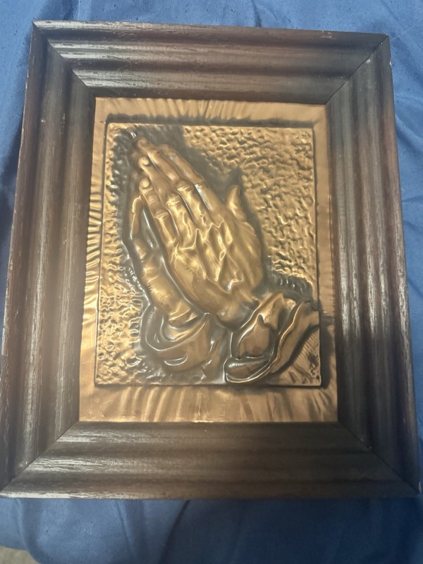 Copper Praying Hand Framed Wall Art