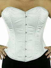 GUC 530 Authentic White Satin 38" Overbust Double Boned Steel Corset