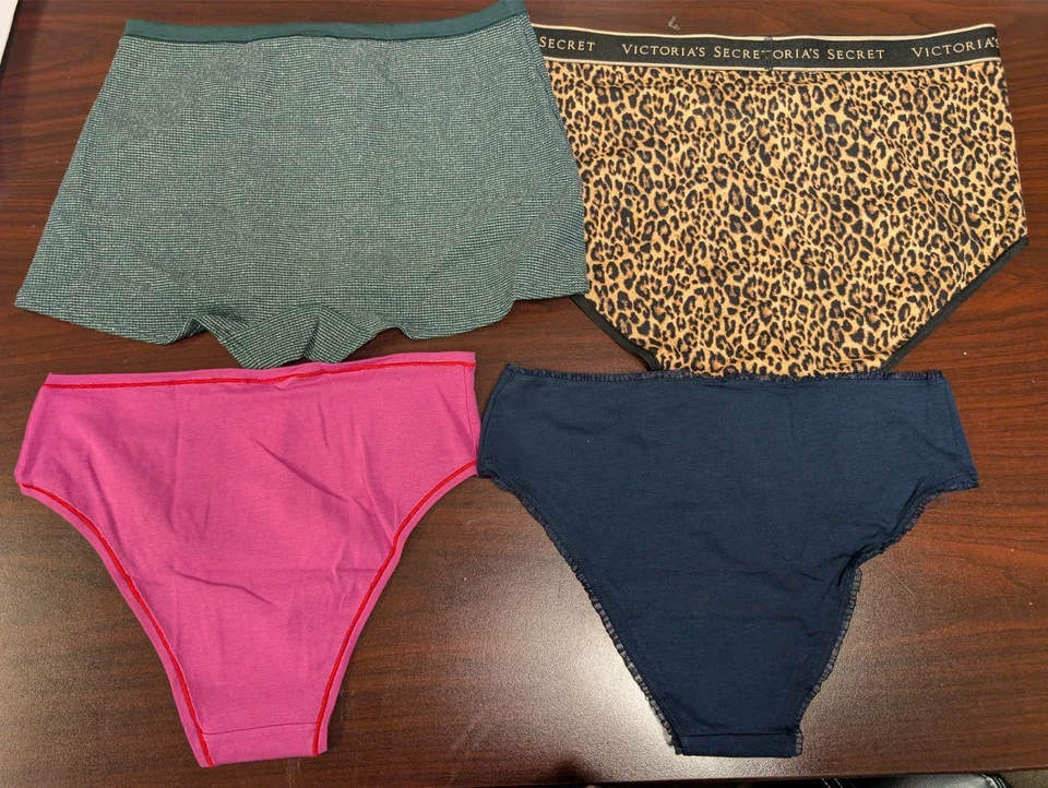 Victoria's Secret Panty Lote De 3 Panty Misceláneas Rosa Azul Leopardo Verde L Nuevo Con Etiquetas Foto 2 de 4