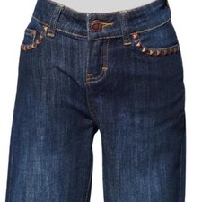 Cache Stretch Nail Head Stud Straight Leg Jean Pant Dark Denim New 98 NWT