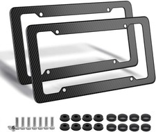 Lightweight Carbon Fiber License Plate Frame Set With Fasteners - Perfect Gift Lightweight Carbon Fiber License Plate Frame Set With Fasteners - Perfect Gift