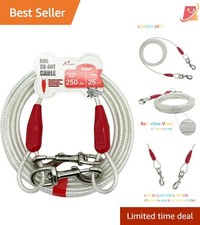 Dog Tie Out Cable 25ft Steel Vinyl Reflective for Up to 250 lbs Outdoor Safety