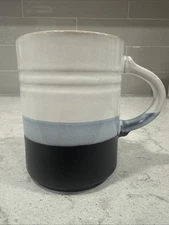 DWELL STUDIO Classic Glaze Stripe 16oz Ceramic Mug Cream / Blue / Black Stripes