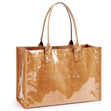 KALIDI PVC Tote Bag Women’s Kraft Paper Work Handbags Purses with Top Handle,...