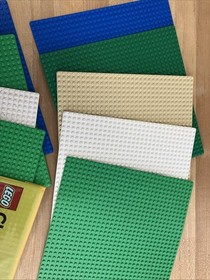 LEGO Baseplates Lot (9) + Sealed 10700 Green Baseplate &ndash; Blue White Tan Green