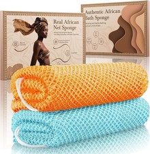 African Net Sponge Authentic 2 Pieces Gentle Exfoliating Body Scrubber Bath Spon