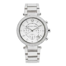 Michael Kors Parker 39mm Steel Silver Dial Crystals Quartz Ladies Watch MK5353