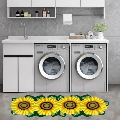 Abreeze Sunflower Rug Hand Woven Flower Floor Mat Cotton Sunflower Carpet