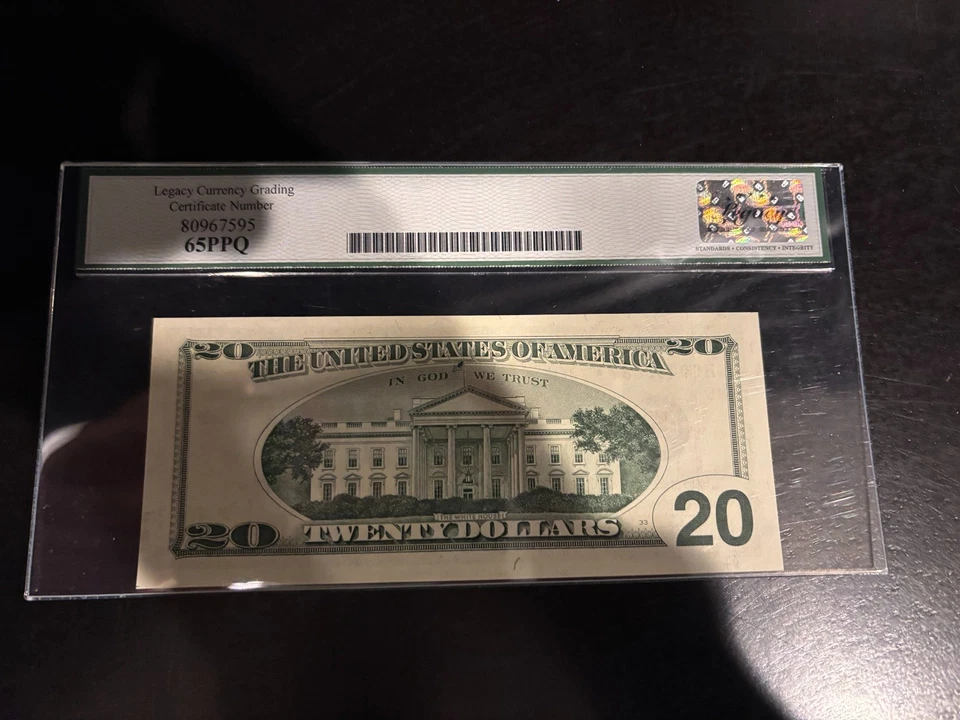 DBR 1996 $20 FRN St. Louis STAR Gem Fr. 2084-H* Legacy 65 PPQ Serial AH00468887* - Image 2 of 2