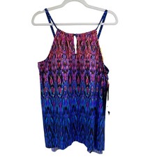 NEW Miraclesuit VESUVIO Peephole Halter Tankini Top Multi Color Print WOMEN 16