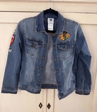 Youth Chicago Blackhawks Jean Jacket NHL Hockey Size M 10/12