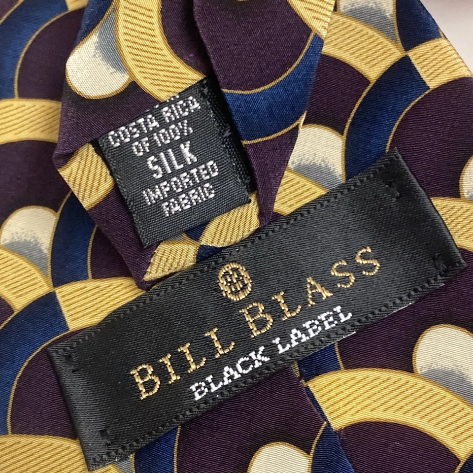 Corbata BILL BLASS ETIQUETA NEGRA Hombre Seda Art Deco Geométrica Abstracta Costa Rica G3 Foto 4 de 4