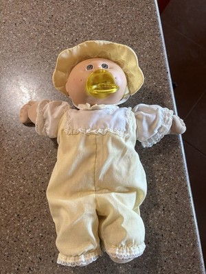 Vintage 1978 1982 Cabbage Patch Preemie Doll Brown Eyes Yellow Nightgown Signed