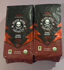 Death Wish Coffee Organic Dark Roast Ground Coffee 2PK  bestby 16 OZ 01/22/2026 