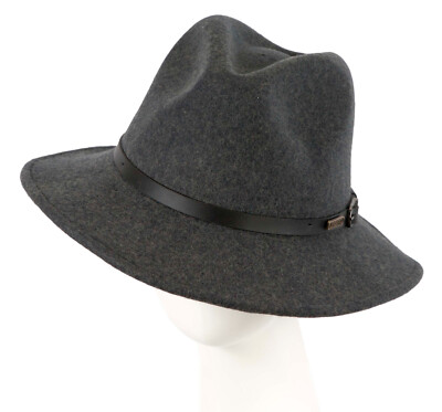 Dark Grey Australian Wool Wide Brim Fedora Trilby Foldable