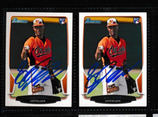 Lot (2) 2013 Bowman #128 L.J. Hoes Orioles Signed Autograph (ZZ125) SWSW6