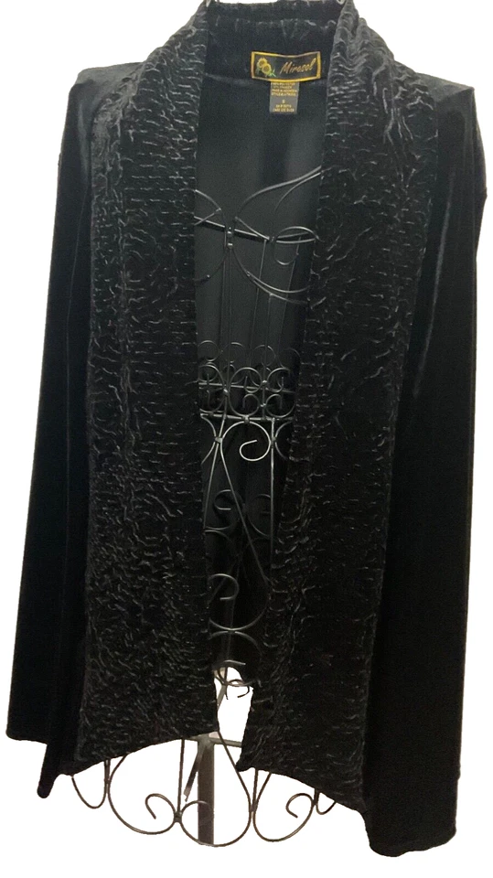 Hermoso Mirasol Frente Abierto Terciopelo Aplastado Elástico Negro talla S. (b7) Foto 2 de 4