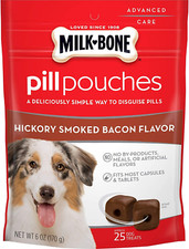 Milk-Bone Pill Pouches Dog Treats, Hickory Smoked Bacon, 6oz, 5-Pack