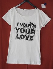 Damen Longtop, Outfitters Nation female, weiß mit Aufdruck und Pailetten Größe L