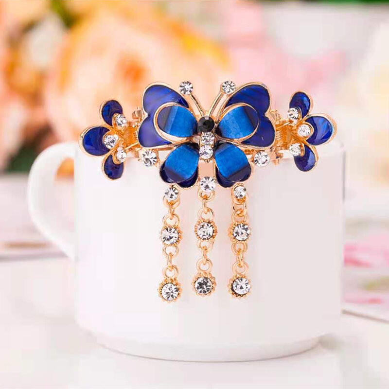 Women Crystal Tassel Pendant Vintage Hair Clip Hair Accessories