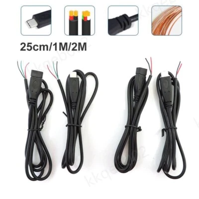 USB 2.0 Type C Male Female DIY Cable power Charger 2/4pin Connector repair Wire