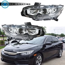 Halogen Headlamp For Honda Civic 2016-2020 Left&Right Chrome Projector Headlight