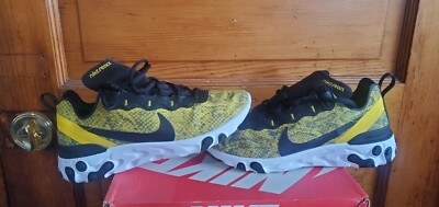 Nike W React Element 55 Speed Yellow Snakeskin Running Sneakers CT1551-700 Sz 8