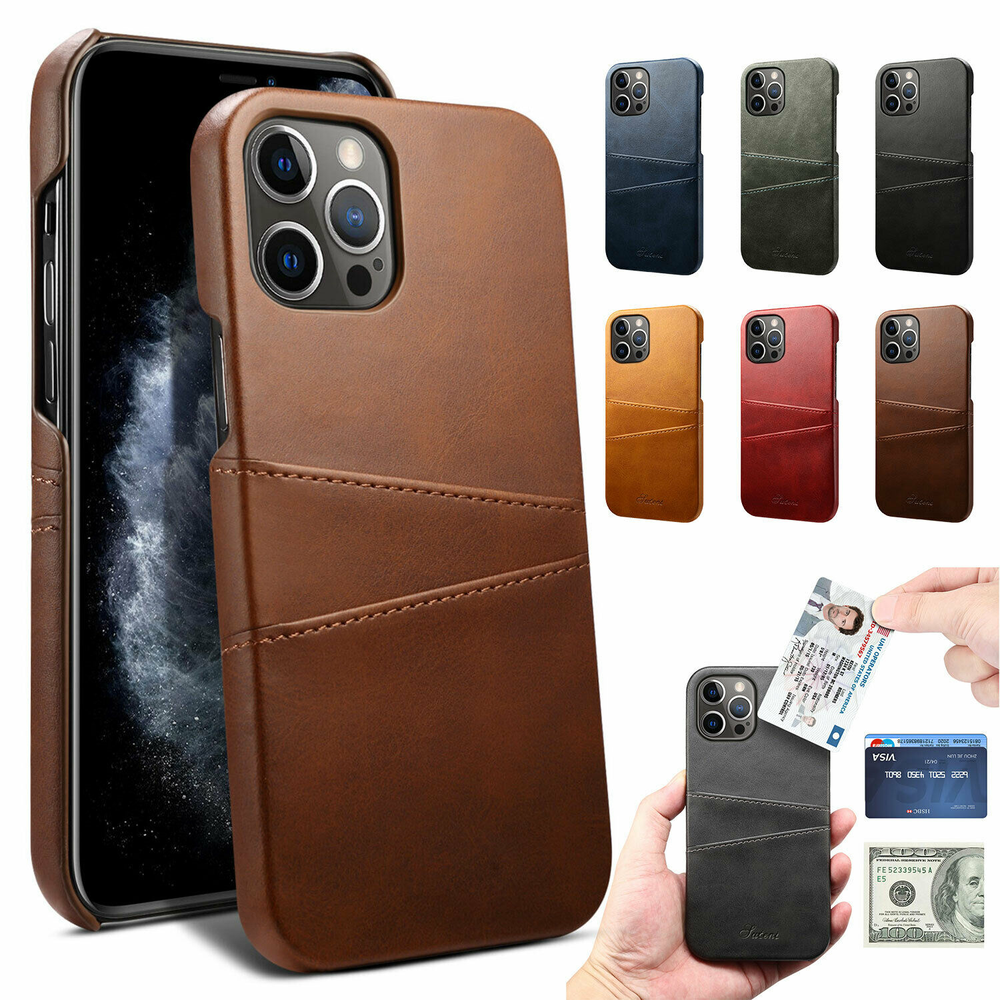 For iPhone 15 14 Pro Max 13 12 11 XR XS 876+ Case Leather Card Slot Wallet Cover