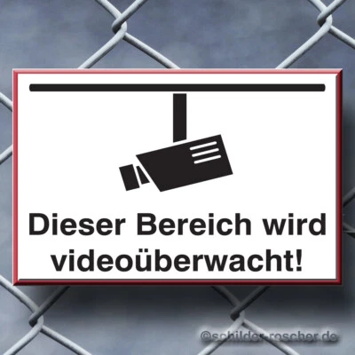 SCHILDER-ROSCHER Schild Kameraüberwachung Dieser Bereich wird videoüberwacht Alu 145x105x3 mm