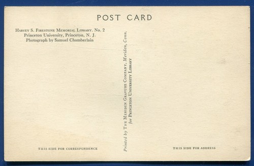 Harvey S Firestone Memorial Library Princeton University New Jersey nj postcard - Picture 2 of 2