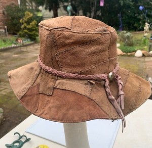 brown suede floppy hat